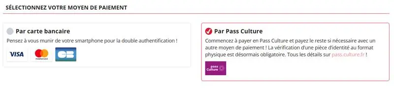 Options de paiement sécurisé en ligne ou par pass culture Escape Game Over Lyon